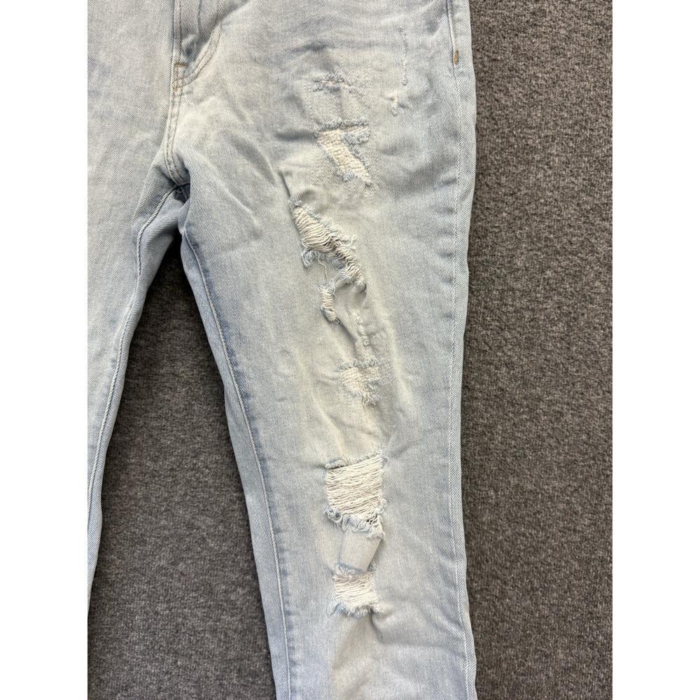 Mens 33x32 H&M Denim Skinny Distressed Jeans Light Wash Coupe Moulante Mid Rise - Picture 3 of 16